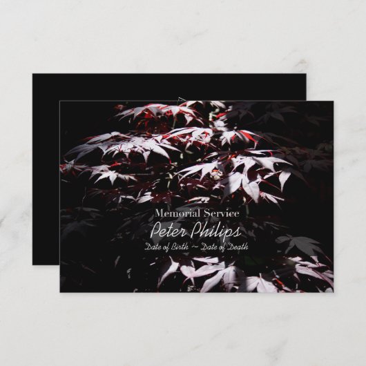 Paarse Japans Maple Memorial Service uitnodiging (Voorkant / Achterkant)