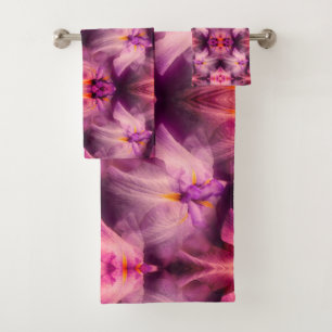 Paarse Japanse Iris Flower Abstract Bad Handdoek