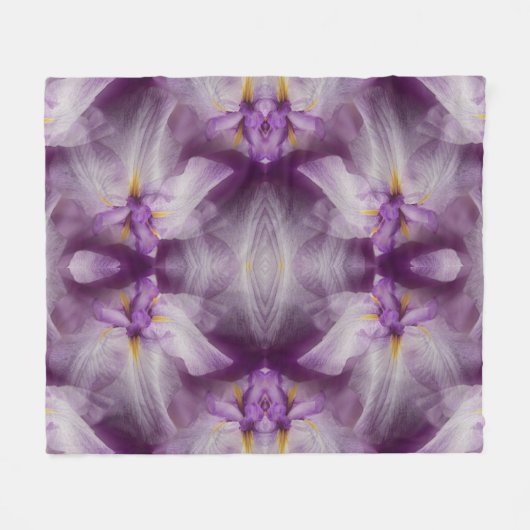 Paarse Japanse Iris Flower Abstract Fleece Deken (Voorkant (Horizontaal))