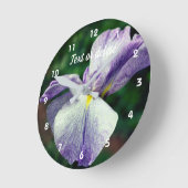 Paarse Japanse Iris-ventilator Uitvouwen op maat Ronde Klok (Hoek)