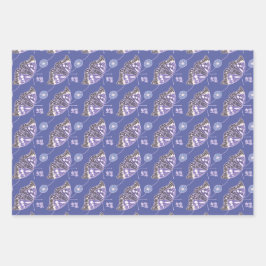 Paarse japanse vlinder inpakpapier vel