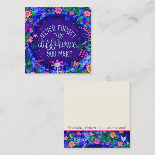 Paarse je maakt het verschil Vriendelijkheid Kaart Vierkante Visitekaartje (Voorkant / Achterkant)
