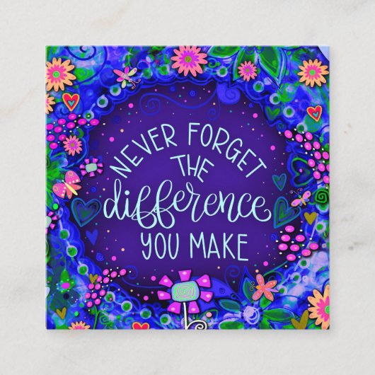 Paarse je maakt het verschil Vriendelijkheid Kaart Vierkante Visitekaartje (Voorkant)