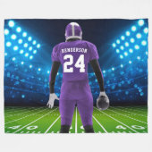 Paarse Jersey Persoonlijke Football Player Fleece Deken (Voorkant (Horizontaal))