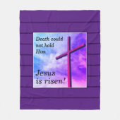 Paarse JESUS IS RISEN Easter Fleece Deken (Voorkant)