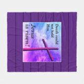 Paarse JESUS IS RISEN Easter Fleece Deken (Voorkant (Horizontaal))