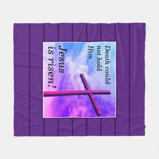 Paarse JESUS IS RISEN Easter Fleece Deken (Voorkant (Horizontaal))