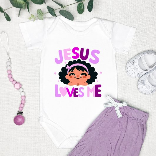 Paarse "Jesus Loves Me"-ontwerp Romper