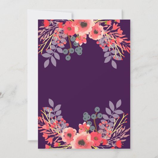 Paarse Jewel Tone Waterverf Bloemen Verjaardag Kaart (Achterkant)