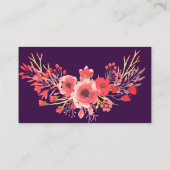 Paarse Jewel-tone Waterverf Flowers Diaper Raffle Informatiekaartje (Achterkant)