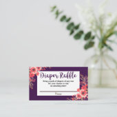 Paarse Jewel-tone Waterverf Flowers Diaper Raffle Informatiekaartje (Staand voorkant)
