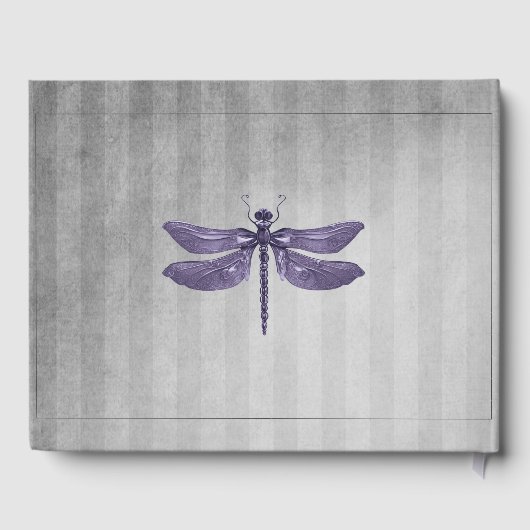 Paarse Jeweled Dragonfly bruiloft Gastenboek (Achterkant)