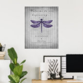 Paarse Jeweled Dragonfly bruiloft Welkom Poster (Thuiskantoor)