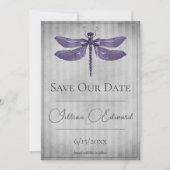 Paarse Jeweled Dragonfly Save the Date Aankondiging (Voorkant)