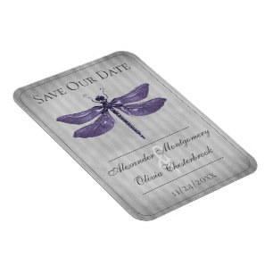 Paarse Jeweled Dragonfly Save the Date Magneet
