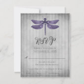 Paarse Jeweled Dragonfly Wedding RSVP (Voorkant)