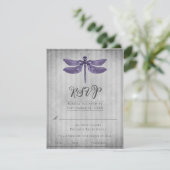 Paarse Jeweled Dragonfly Wedding RSVP (Staand voorkant)