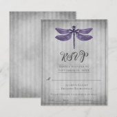 Paarse Jeweled Dragonfly Wedding RSVP (Voorkant / Achterkant)