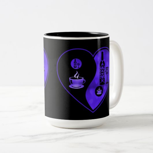 Paarse Jin & Yang Coffee & Wine Tweekleurige Koffiemok (Voorkant rechts)