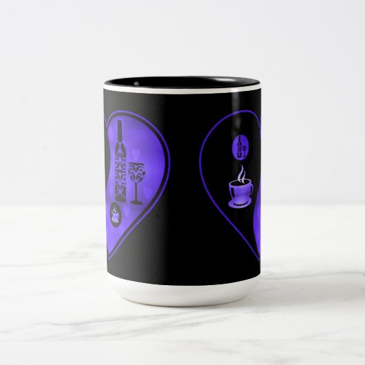 Paarse Jin & Yang Coffee & Wine Tweekleurige Koffiemok (Center)