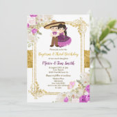 Paarse jongens en meisjes Baptisme en Derde verjaa Kaart (Staand voorkant)