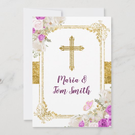 Paarse jongens en meisjes Baptisme en Derde verjaa Kaart (Achterkant)