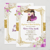 Paarse jongens en meisjes Baptisme en Derde verjaa Kaart (Voorkant / Achterkant)