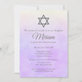 Paarse Joodse baby naamgevingsceremonie Simchat Ba Kaart (Voorkant)