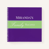 Paarse Jouw naam Familie Ontvangt Manuscript Typog Notitieboek (Voorkant)
