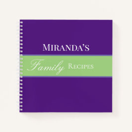 Paarse Jouw naam Familie Ontvangt Manuscript Typog Notitieboek