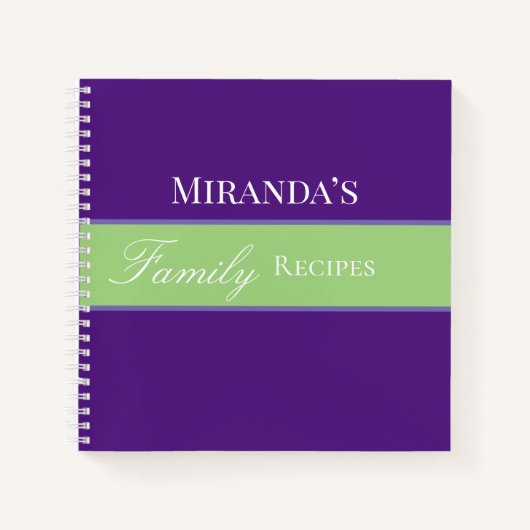 Paarse Jouw naam Familie Ontvangt Manuscript Typog Notitieboek (Voorkant)
