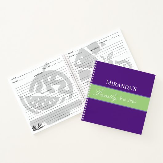 Paarse Jouw naam Familie Ontvangt Manuscript Typog Notitieboek (Binnen)