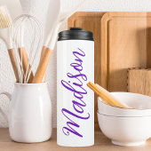 Paarse Jouw naam Handgeschreven Script Custom Thermosbeker