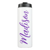 Paarse Jouw naam Handgeschreven Script Custom Thermosbeker (Voorkant)