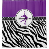 Paarse Jouw naam Zebra Afdrukafbeelding schaatsen Douchegordijn (Voorkant)