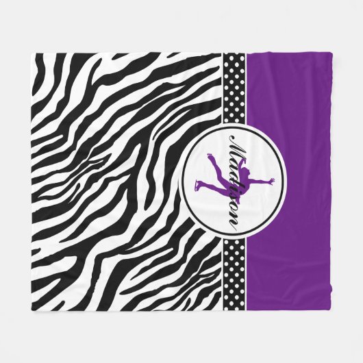 Paarse Jouw naam Zebra Afdrukafbeelding schaatsen Fleece Deken (Voorkant (Horizontaal))
