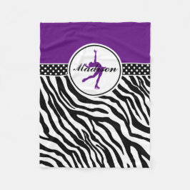 Paarse Jouw naam Zebra Afdrukafbeelding schaatsen Fleece Deken