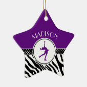 Paarse Jouw naam Zebra Afdrukafbeelding schaatsen Keramisch Ornament (Rechts)