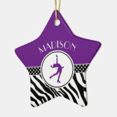 Paarse Jouw naam Zebra Afdrukafbeelding schaatsen Keramisch Ornament (Links)