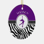 Paarse Jouw naam Zebra Afdrukafbeelding schaatsen Keramisch Ornament (Rechts)