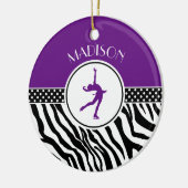 Paarse Jouw naam Zebra Afdrukafbeelding schaatsen Keramisch Ornament (Links)