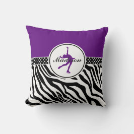 Paarse Jouw naam Zebra Afdrukafbeelding schaatsen Kussen