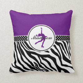 Paarse Jouw naam Zebra Afdrukafbeelding schaatsen Kussen
