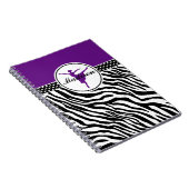 Paarse Jouw naam Zebra Print Ballet Dancer Notitieboek (Rechterzijde)