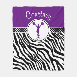 Paarse Jouw naam Zebra Print Cheerleader / Pom Fleece Deken