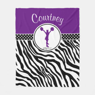 Paarse Jouw naam Zebra Print Cheerleader / Pom Fleece Deken