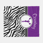 Paarse Jouw naam Zebra Print Cheerleader / Pom Fleece Deken (Voorkant (Horizontaal))