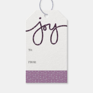 Paarse JOY Gift Labels 10 stuks verpakking Cadeaulabel