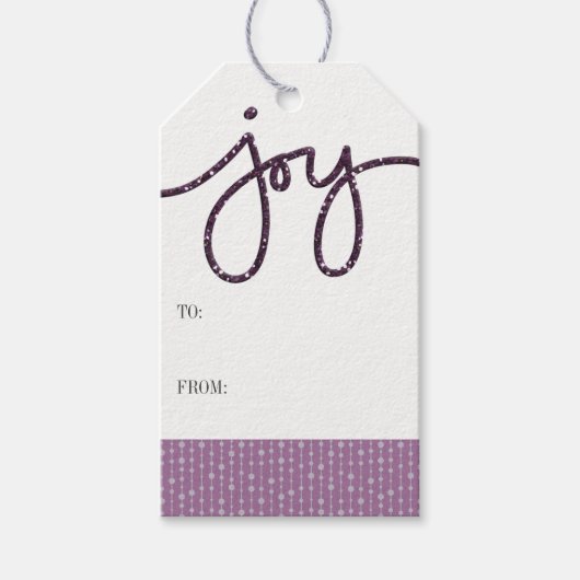 Paarse JOY Gift Labels | 10 stuks verpakking Cadeaulabel (Voorkant)
