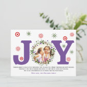 Paarse Joy, kerstflorale foto Feestdagenkaart (Staand voorkant)